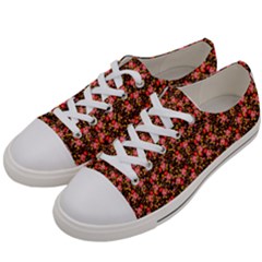 Red Flower Pattern Women s Low Top Canvas Sneakers by RedPanda