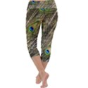 Green Peacock Feathers Color Plumage Capri Yoga Leggings View4