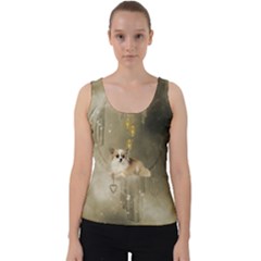 Cute Little Chihuahua With Hearts On The Moon Velvet Tank Top by FantasyWorld7