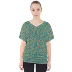 Malachite Green Floral    V-neck Dolman Drape Top by 1dsign