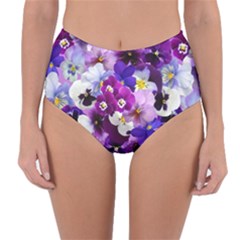 Pretty Purple Pansies Reversible High-waist Bikini Bottoms by retrotoomoderndesigns