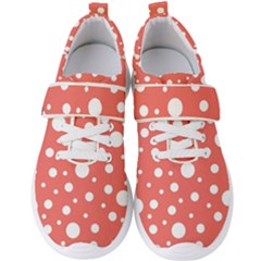 Polka Dot On Living Coral Men s Velcro Strap Shoes by LoolyElzayat