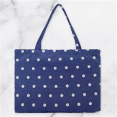 Navy Polka Dot Zipper Medium Tote Bag by WensdaiAmbrose