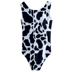 Black On White Cow Skin Kids  Cut-out Back One Piece Swimsuit by LoolyElzayat