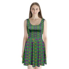 In Love With Festive Hearts Split Back Mini Dress  by pepitasart