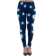 Light Blue Hearts Lightweight Velour Leggings by WensdaiAmbrose