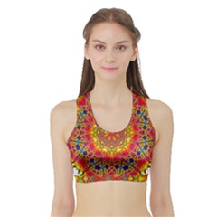 Pattern Button Logo Characters Sports Bra With Border by Pakrebo