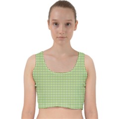 Green Gingham Velvet Racer Back Crop Top by retrotoomoderndesigns