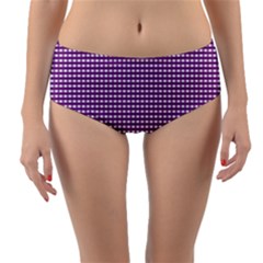 Purple Gingham Reversible Mid-waist Bikini Bottoms by retrotoomoderndesigns