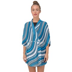 Blue Wave Surges On Half Sleeve Chiffon Kimono by WensdaiAmbrose