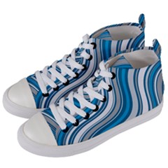 Blue Wave Surges On Women s Mid-top Canvas Sneakers by WensdaiAmbrose