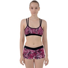 Crimson Swirl And Black Perfect Fit Gym Set by TopitOff