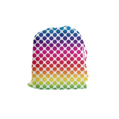 Rainbow Polka Dots Drawstring Pouch (medium) by retrotoomoderndesigns