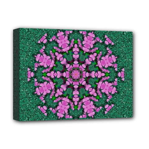 The Most Uniqe Flower Star In Ornate Glitter Deluxe Canvas 16  X 12  (stretched)  by pepitasart