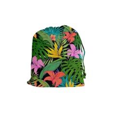 Tropical Adventure Drawstring Pouch (medium) by retrotoomoderndesigns