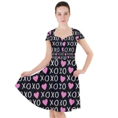 Xo Valentines Day Pattern Cap Sleeve Midi Dress by Valentinaart