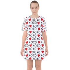 Xo Valentines Day Pattern Sixties Short Sleeve Mini Dress by Valentinaart