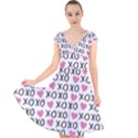 XO Valentines day pattern Cap Sleeve Front Wrap Midi Dress View1