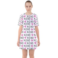 Xo Valentines Day Pattern Sixties Short Sleeve Mini Dress by Valentinaart