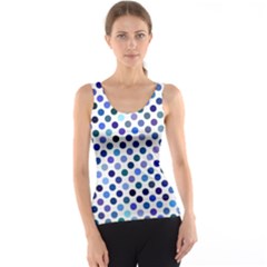 Shades Of Blue Polka Dots Tank Top by retrotoomoderndesigns