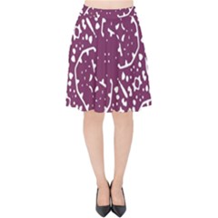 Magenta And White Abstract Print Pattern Velvet High Waist Skirt by dflcprintsclothing