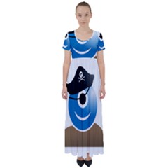 Alien One Eye Pirate Buccaneer High Waist Short Sleeve Maxi Dress by Wegoenart