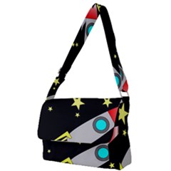 Planet Rocket Space Stars Full Print Messenger Bag by Wegoenart