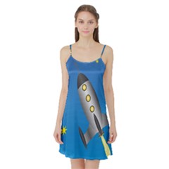 Rocket Spaceship Space Travel Nasa Satin Night Slip by Wegoenart