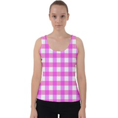 Gingham Duo Fuschia On Pink Velvet Tank Top by retrotoomoderndesigns