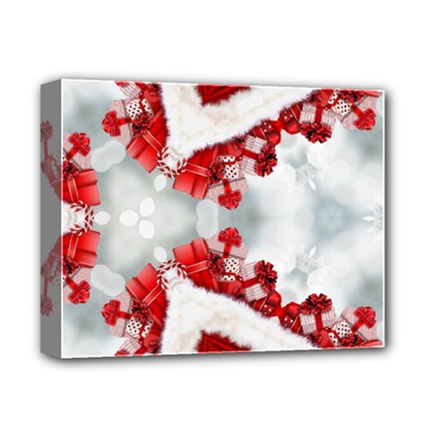 Christmas Background Tile Gifts Deluxe Canvas 14  X 11  (stretched) by Pakrebo