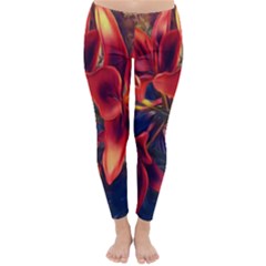 Red Lillies Bloom Flower Plant Classic Winter Leggings by Pakrebo