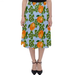 Citrus Tropical Orange Blue Classic Midi Skirt by snowwhitegirl