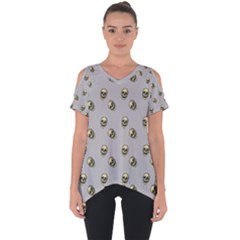 Skull Grey Pattern Cut Out Side Drop Tee by snowwhitegirl