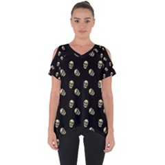 Skull Black Pattern Cut Out Side Drop Tee by snowwhitegirl