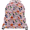 Halloween Treats Pattern Pink Rounded Multi Pocket Backpack View3