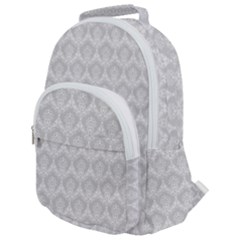 Damask Grey Rounded Multi Pocket Backpack by snowwhitegirl