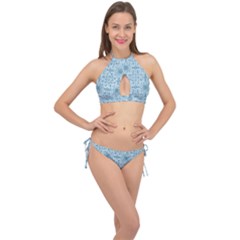 Ornamental Blue Cross Front Halter Bikini Set by snowwhitegirl