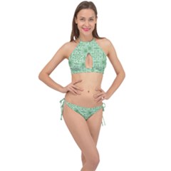 Ornamental Green Cross Front Halter Bikini Set by snowwhitegirl