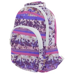 Abstract Pastel Pink Blue Rounded Multi Pocket Backpack by snowwhitegirl