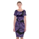 Tropical Leaves Purple Classic Short Sleeve Midi Dress View1