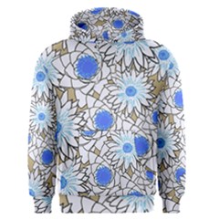 Vintage White Blue Flowers Men s Pullover Hoodie by snowwhitegirl