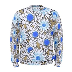 Vintage White Blue Flowers Men s Sweatshirt by snowwhitegirl