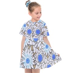 Vintage White Blue Flowers Kids  Sailor Dress by snowwhitegirl