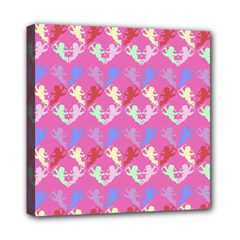 Colorful Cherubs Pink Mini Canvas 8  X 8  (stretched) by snowwhitegirl