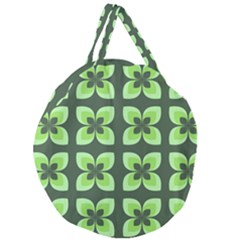 Retro Flower Green Giant Round Zipper Tote by snowwhitegirl