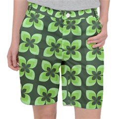 Retro Flower Green Pocket Shorts by snowwhitegirl