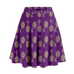 Victorian Crosses Purple High Waist Skirt by snowwhitegirl