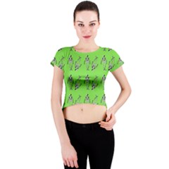 Skeleton Green Crew Neck Crop Top by snowwhitegirl