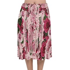 Guadalupe Roses Velvet Flared Midi Skirt by snowwhitegirl