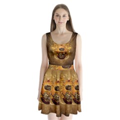 Awesome Steampunk Easter Egg With Flowers, Clocks And Gears Split Back Mini Dress  by FantasyWorld7